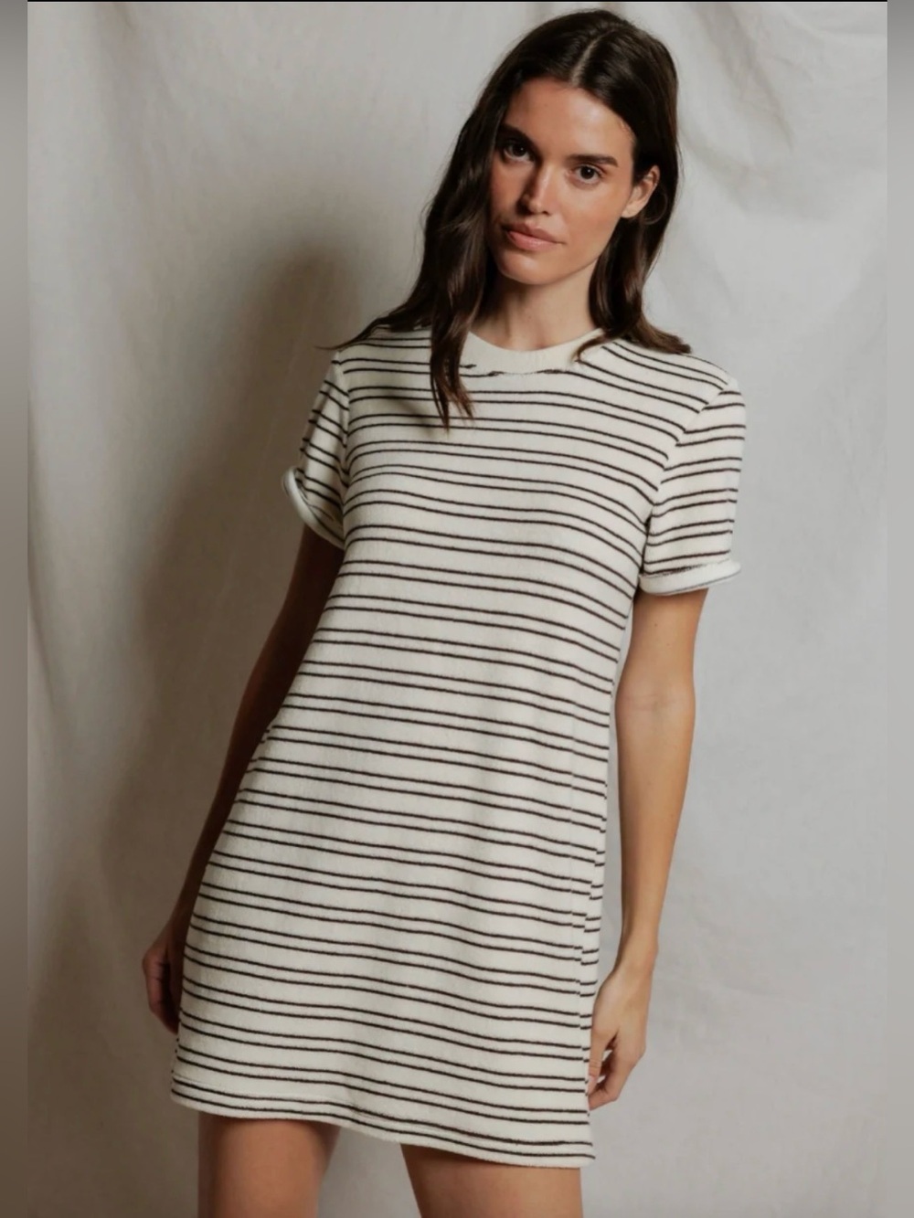 Perfect white tee terry stripe dress